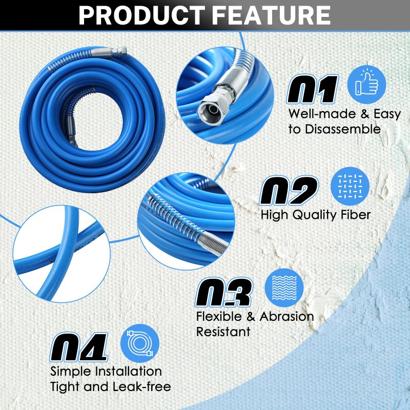 NATGAI 50FT High Pressure Airless Paint Sprayer Hose, 1/4 inch Airless Paint Hose 3300PSI Flexible Fiber Tube (50ft) - Image 3